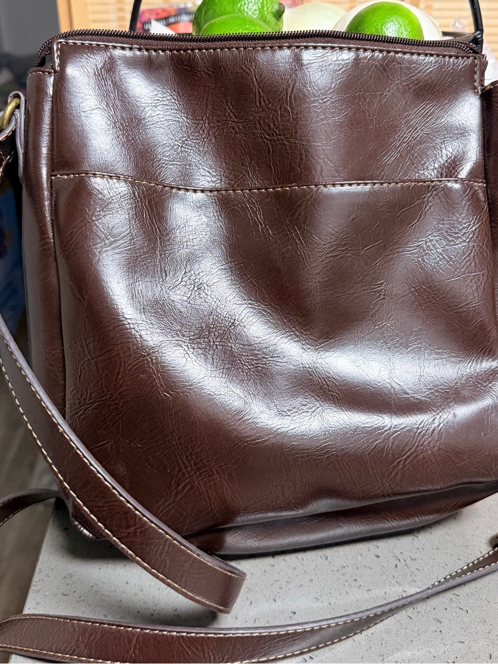 Relic Brown Faux Leather Messenger Crossbody - Picture 2 of 3